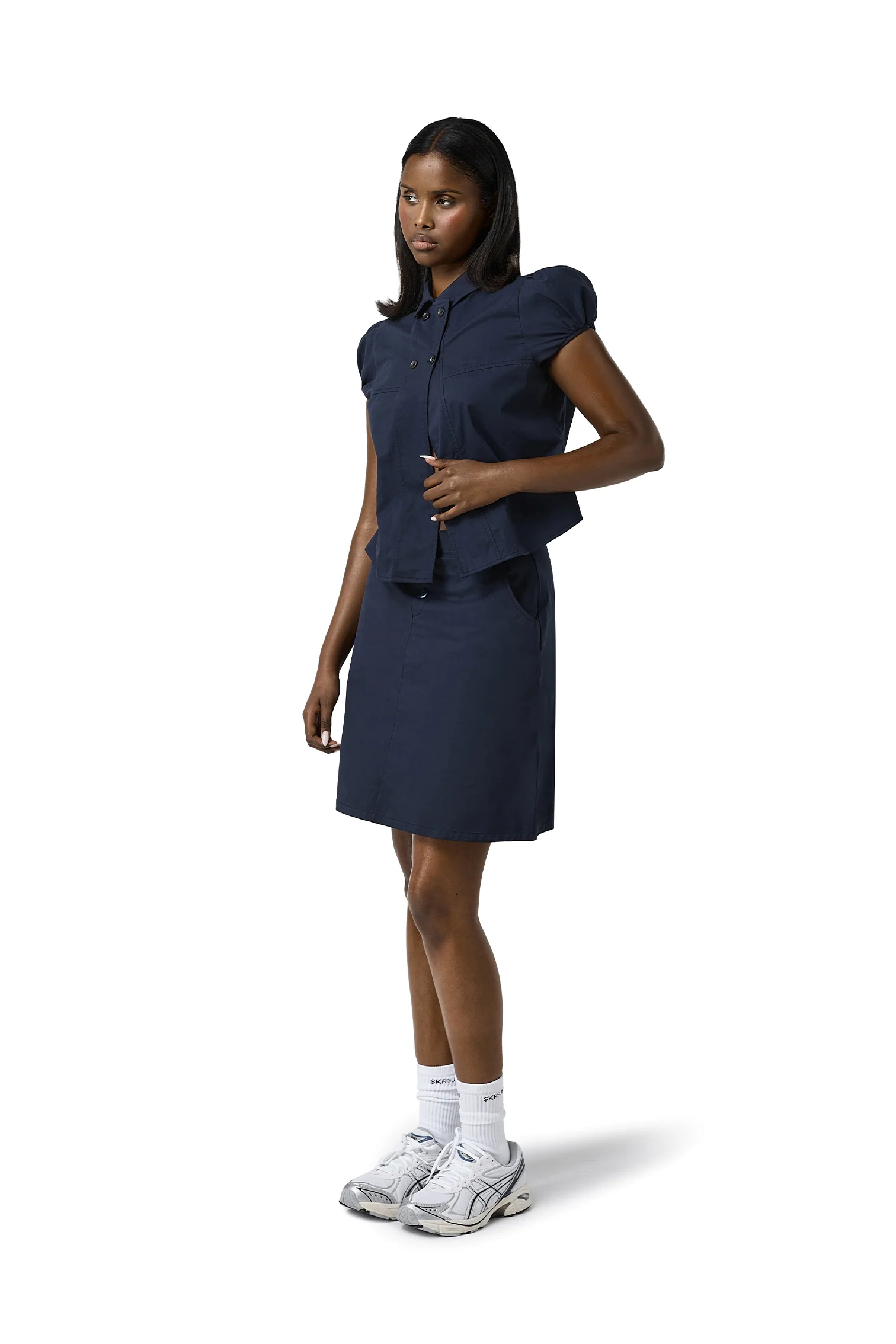 Wendy Poplin Skirt in Navy - Image 5