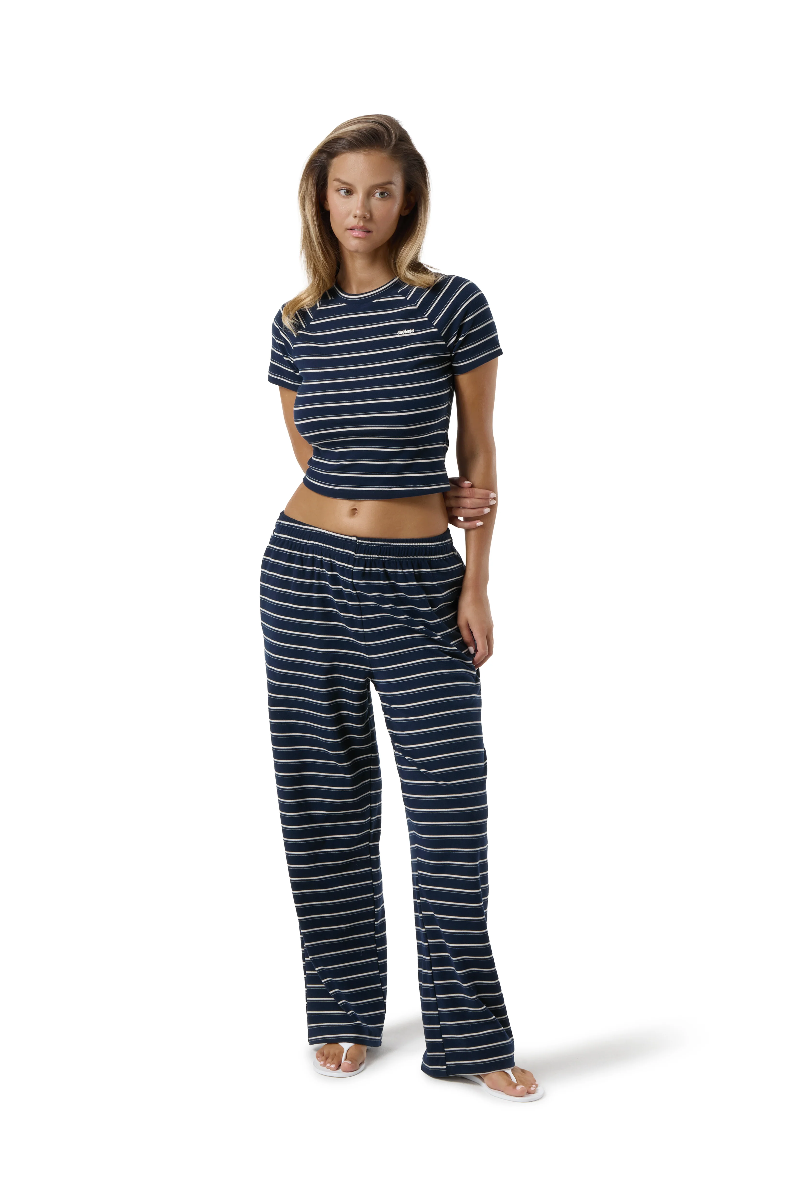 Wilma Soft Wide Leg Pants in Navy - Image 5